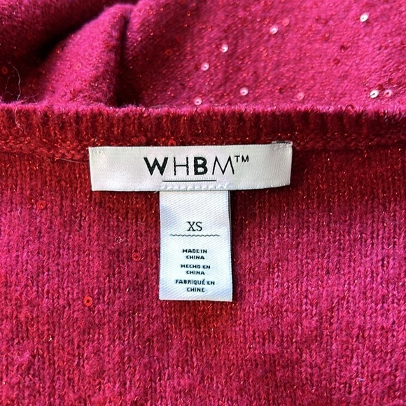 White House Black Market Sequin V-Neck Pullover Red Holiday Sz XS - Picture 7 of 10